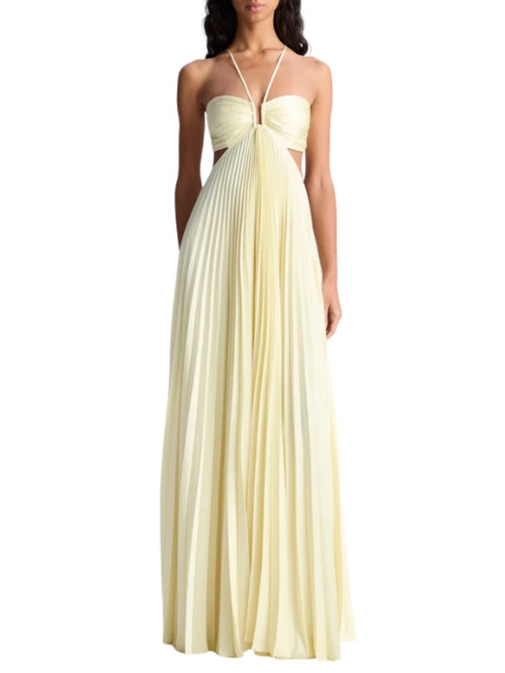 ALC Moira Satin Pleated Maxi Dress